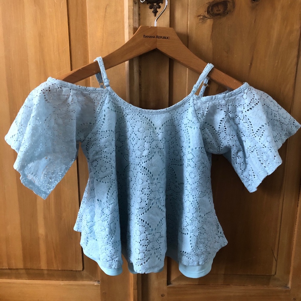 Lacy Blue Cold Shoulder Summer Top